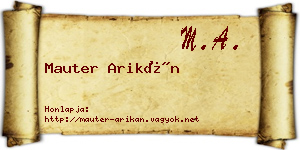 Mauter Arikán névjegykártya